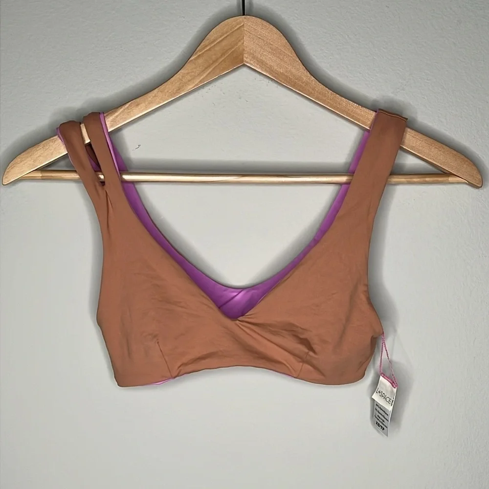 L*SPACE One Wave Bikini Top Reversible Rosebud/Putty Size XS NWOT!